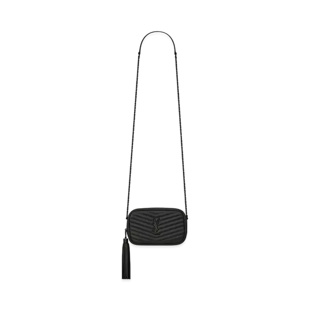 Saint Laurent Lou Mini Bag In Quilted Grain De Poudre Embossed Leather "Black"