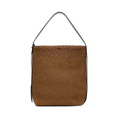 Max Mara Archetipo Crochet Medium Shopping Bag "Tobacco Brown"