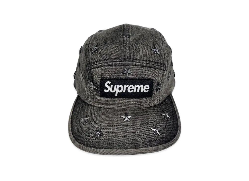 Supreme Stars Studded Denim Camp Cap "Washed Black"