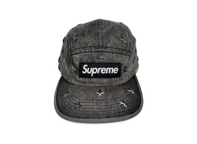 Supreme Stars Studded Denim Camp Cap "Washed Black"