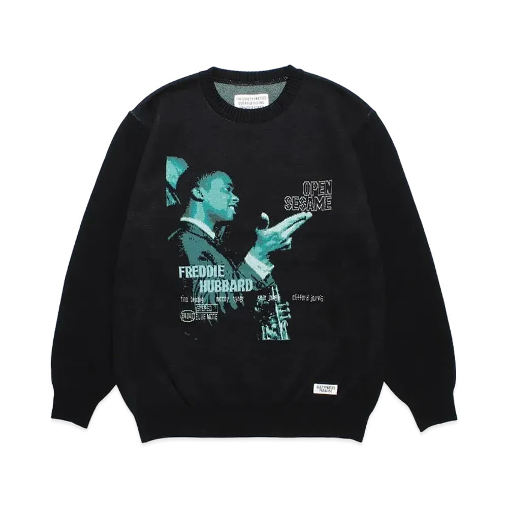 WACKO MARIA BLUE NOTE Jacquard Knit Sweater "Black"