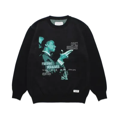 WACKO MARIA BLUE NOTE Jacquard Knit Sweater "Black"