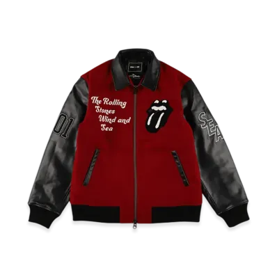WIND AND SEA x The Rolling Stones Varsity Jacket "Red"