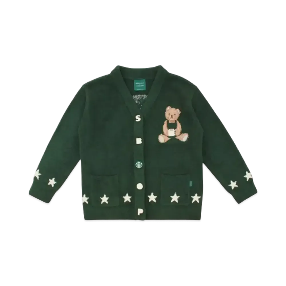 STARBUCKS x GELATO PIQUE Powder Star Jacquard Cardigan "Green"