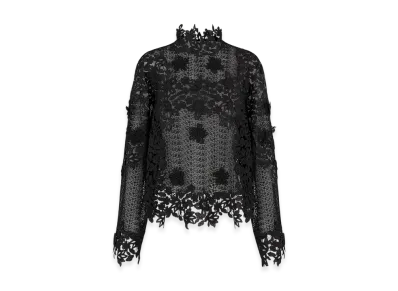 Dior Women's Blouse with Stand Collar Technical Guipure "Black"