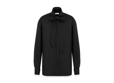 Dior Women's Shirt with Bow Collar Silk Poplin "Black"