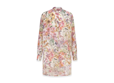 Dior Women's Long Blouse Voile 4 Saisons Ete Motif "White/Multicolor"
