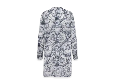 Dior Women's Long Blouse Muslin Toile Soleil Motif "White/Navy Blue"