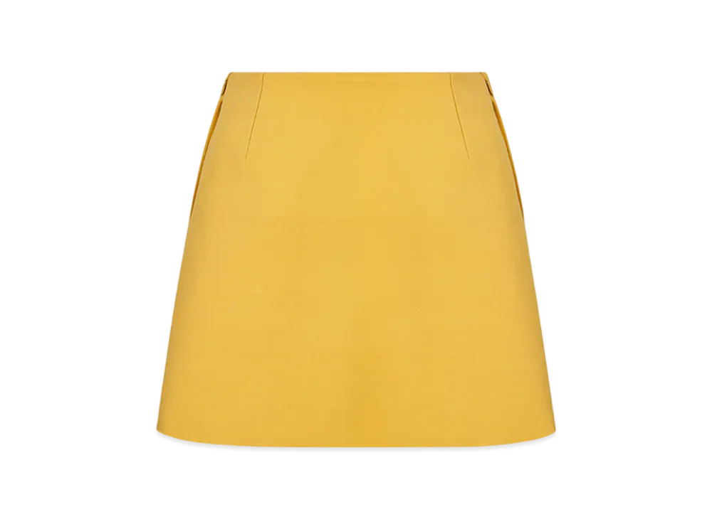 Dior Women's Flared Mini Skirt Wool Silk "Yellow"