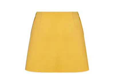 Dior Women's Flared Mini Skirt Wool Silk "Yellow"