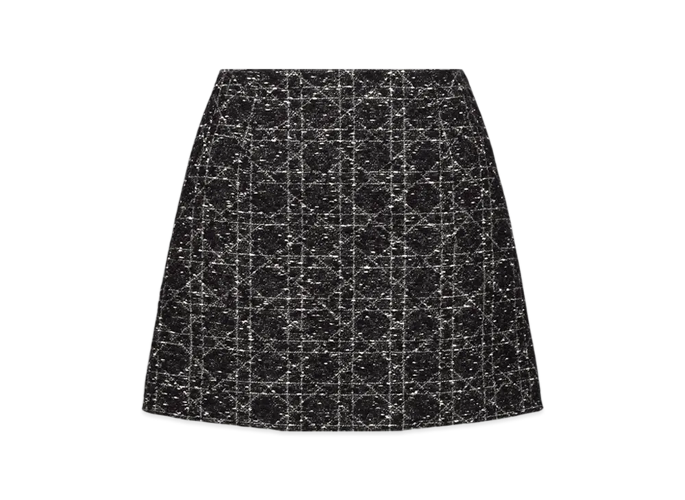 Dior Women's Macrocannage Mini Skirt Technical Tweed "Black/White"