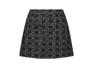 Dior Women's Macrocannage Mini Skirt Technical Tweed "Black/White"