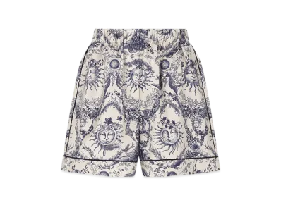 Dior Women's Shorts Soleil Silk Twill "White/Navy Blue"