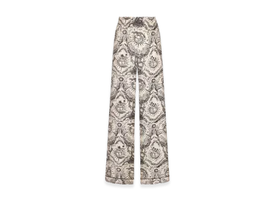 Dior Women's Pants Soleil Silk Twill "White/Gray"
