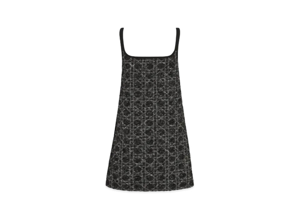 Dior Macrocannage Short Dress Technical Cotton Tweed "Black/White"