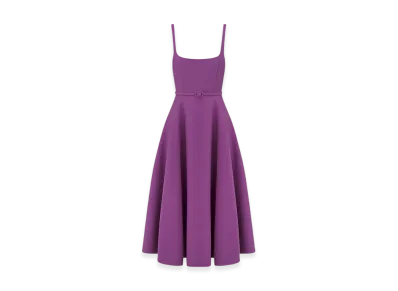Dior Women's Flared Mid-Length Dress Wool Silk "Purple"