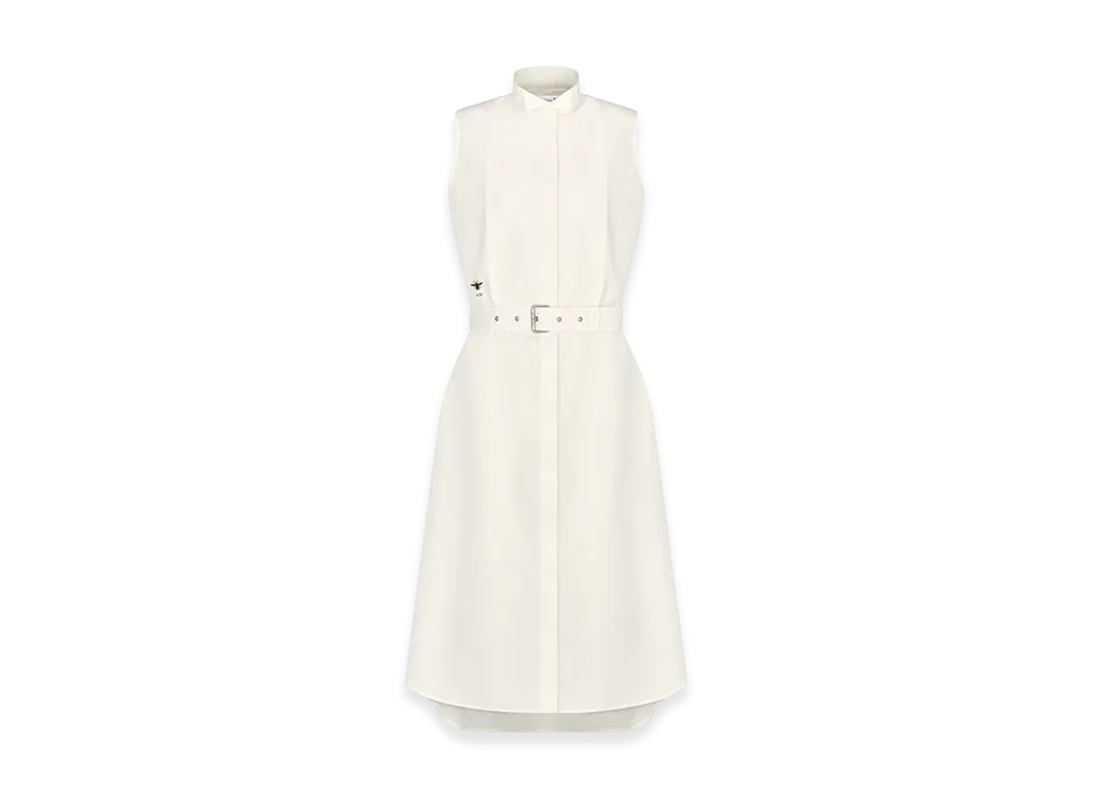Dior Women's Mid-Length Shirt Dress Silk Poplin "Ecru"