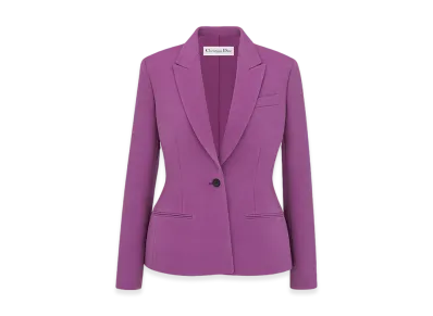 Dior Women's Fitted Jacket Lightweight Wool Silk "Purple"