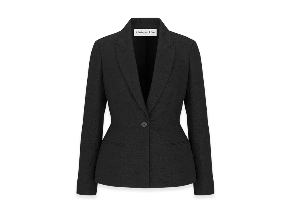 Dior Women's Fitted Jacket Virgin Wool Cotton Boucle "Black"