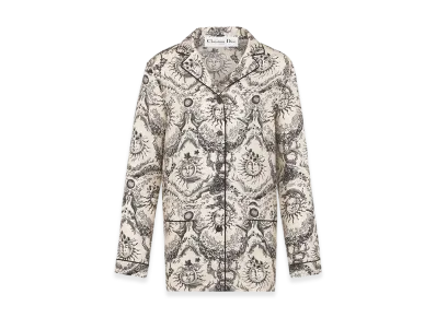 Dior Women's Shirt Soleil Silk Twill "White/Gray"