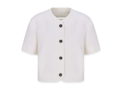 Dior Women's Cropped Jacket Virgin Wool Cotton Boucle "White"