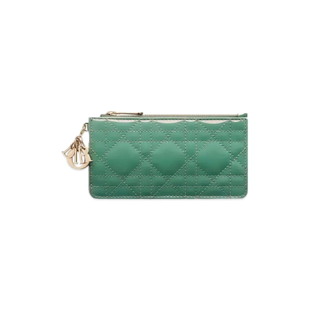 Dior Small Lady Dior Zipped Card Holder "Green"