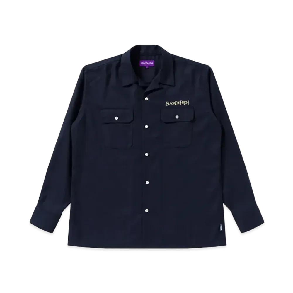 Blackeyepatch Optima Open Collared L/S Shirt "Navy"