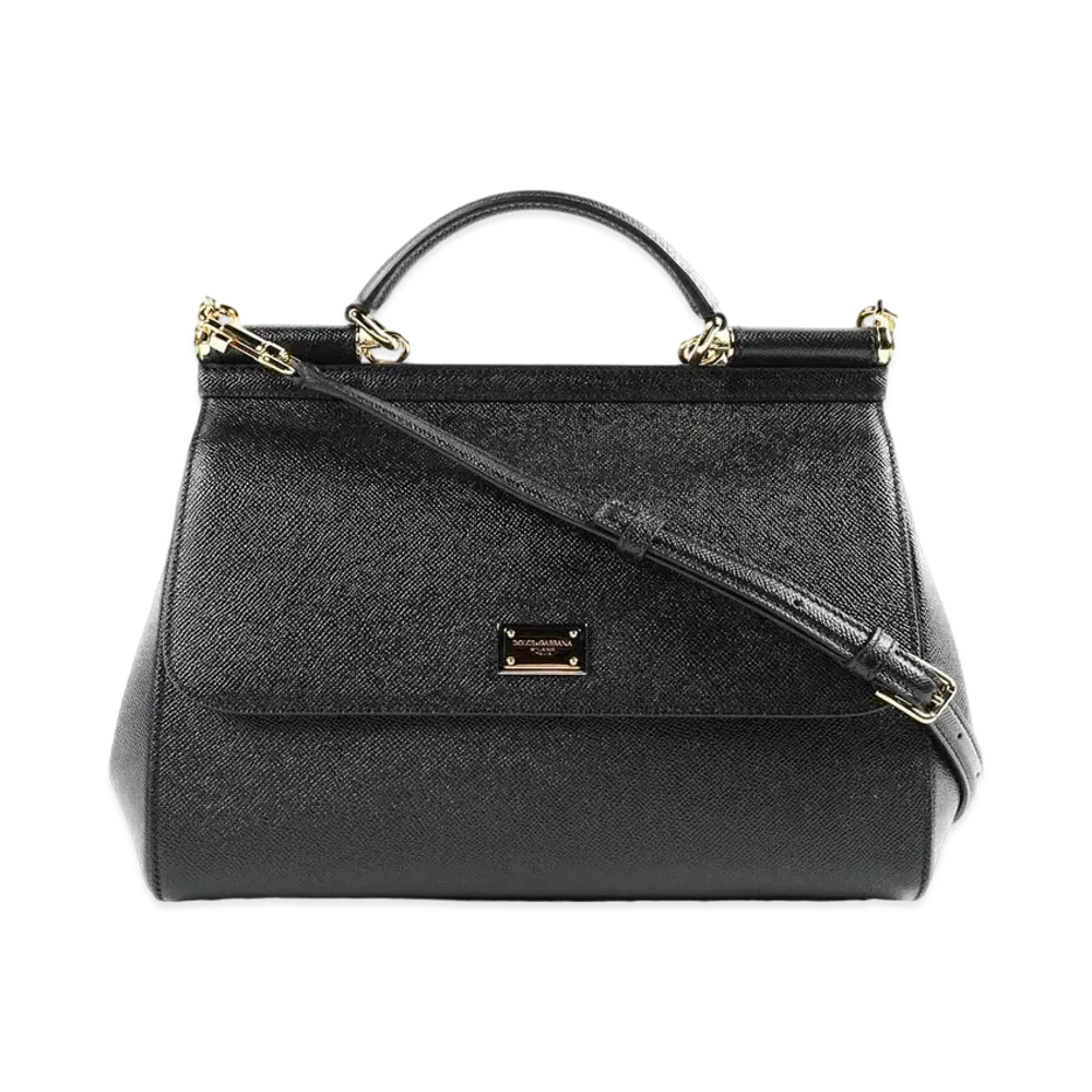 Dolce&Gabbana Sicily Bag Dauphine Leather Regular Size "Black"