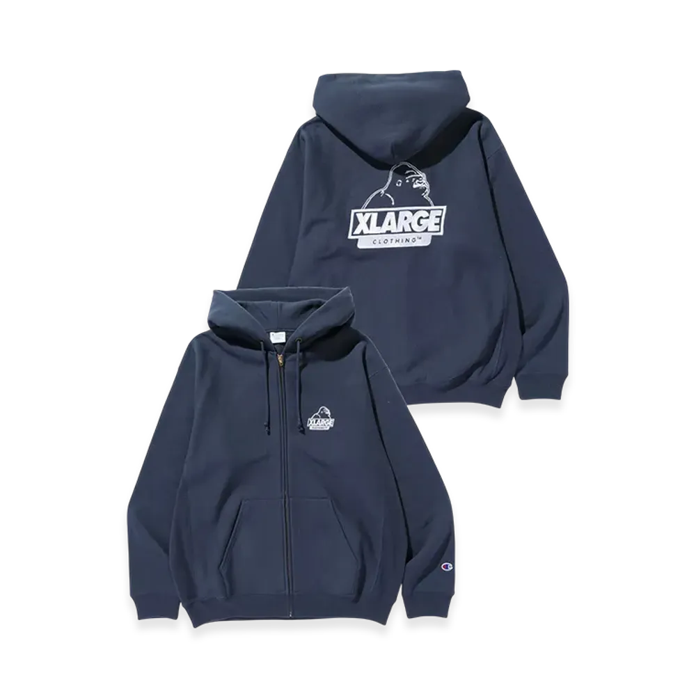 Xlarge x Champion Reverse Weave Zip Up Hooded Sweatshirt "Navy"