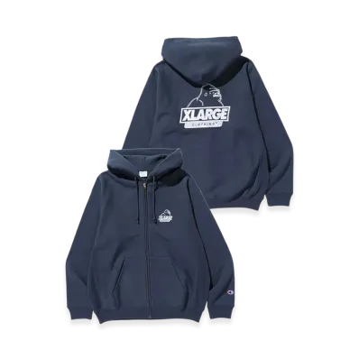 Xlarge x Champion Reverse Weave Zip Up Hooded Sweatshirt "Navy"