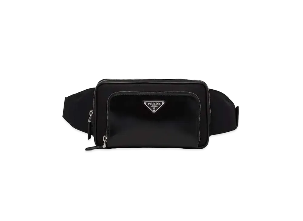 PRADA Re-Nylon And Brushed Leather Belt Bag "Black"