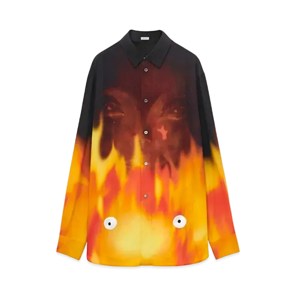 LOEWE x Howl's Moving Castle Calcifer Shirt In Viscose Online Exclusive "Orange Multitone"