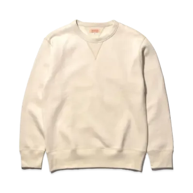 THE REAL McCOY'S 10 Oz. Loopwheel Crewneck Sweatshirt "Milk"