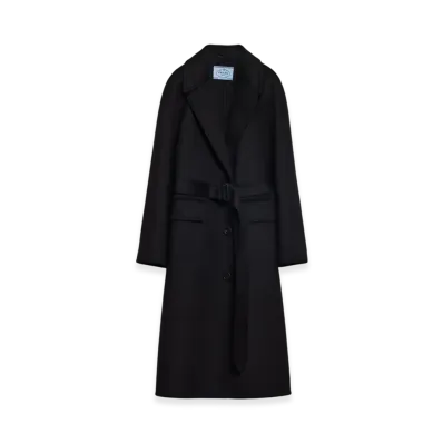 PRADA Women's Single-Breasted Cashgora Coat "Black"