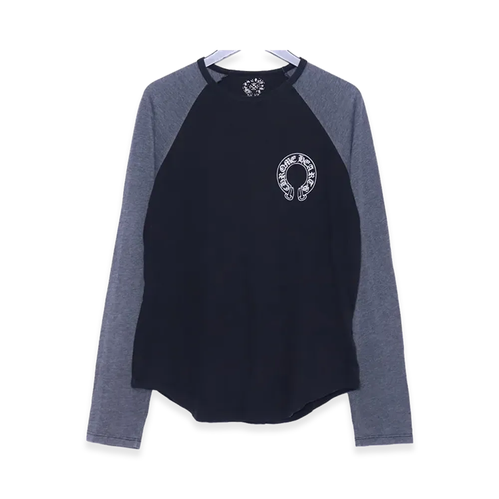 Chrome Hearts Old Scroll Logo Raglan L/S T-Shirt "Black/Gray"
