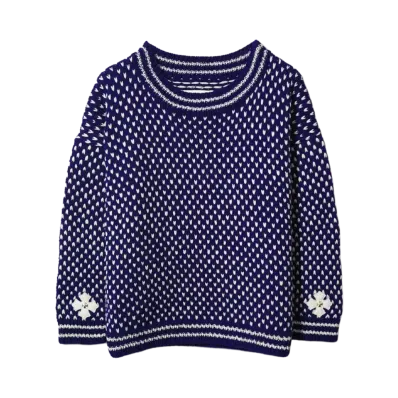 Chrome Hearts Cashmere Sheepskin Sweater with CH Plus Patches on Both Sleeves "BLUE WHITE"