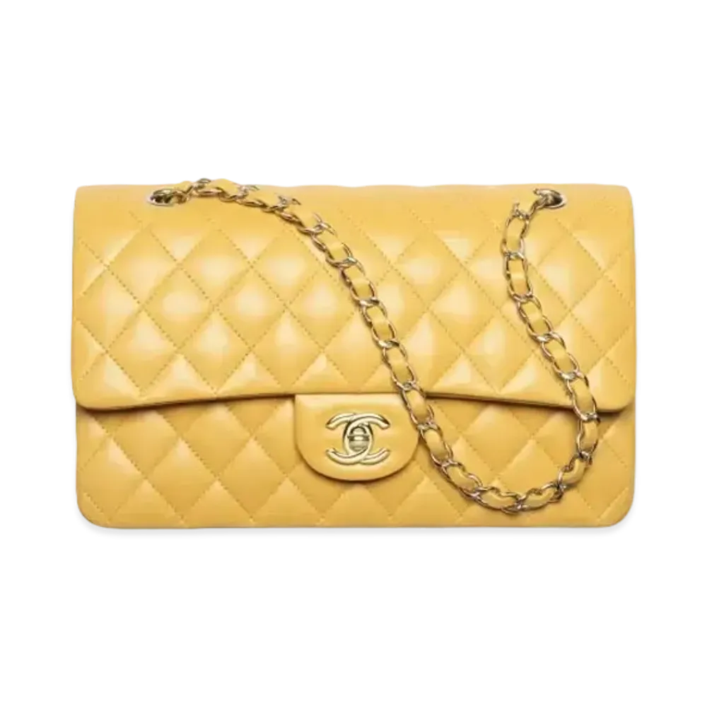 CHANEL Classic 11.12 Handbag Lambskin & Gold-Tone Metal "Yellow"