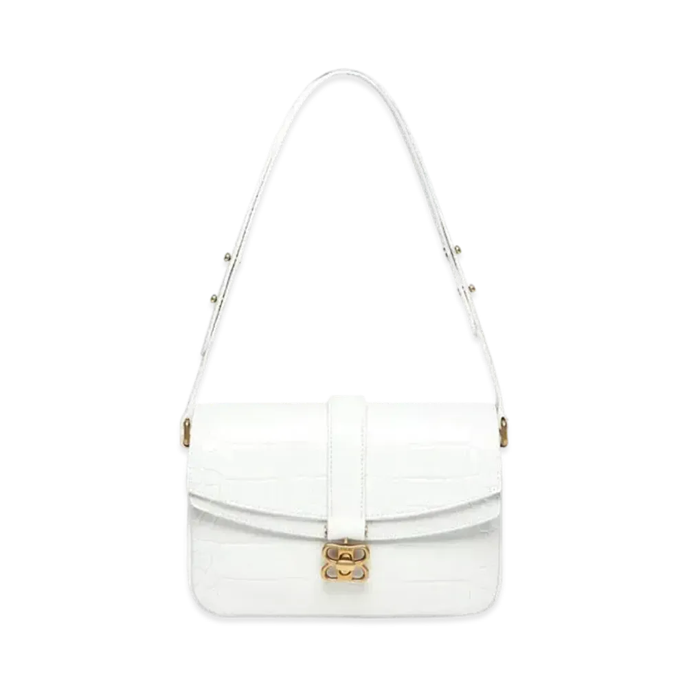 BALENCIAGA Small Flap Bag Crocodile "White"