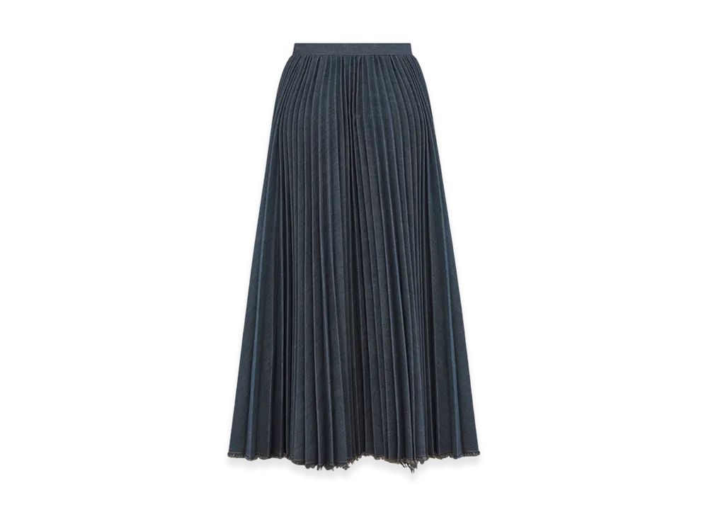 Dior Women's Mid-Length Pleated Skirt Cotton Denim "Blue"