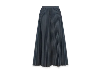 Dior Women's Mid-Length Pleated Skirt Cotton Denim "Blue"