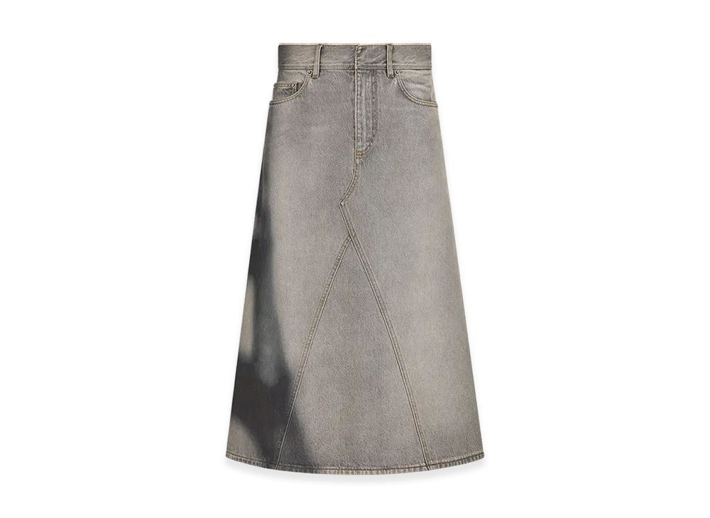 Dior Women's Flared Mid-Length Skirt Denim Eiffel Tower Motif "Gray/Black"