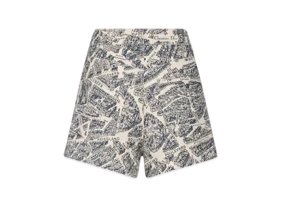 Dior Women's Shorts Denim Plan De Paris Motif "White/Navy Blue"