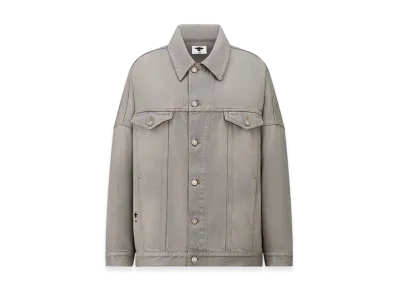 Dior Women's Oversized Jacket Denim Eiffel Tower Motif "Gray/Black"