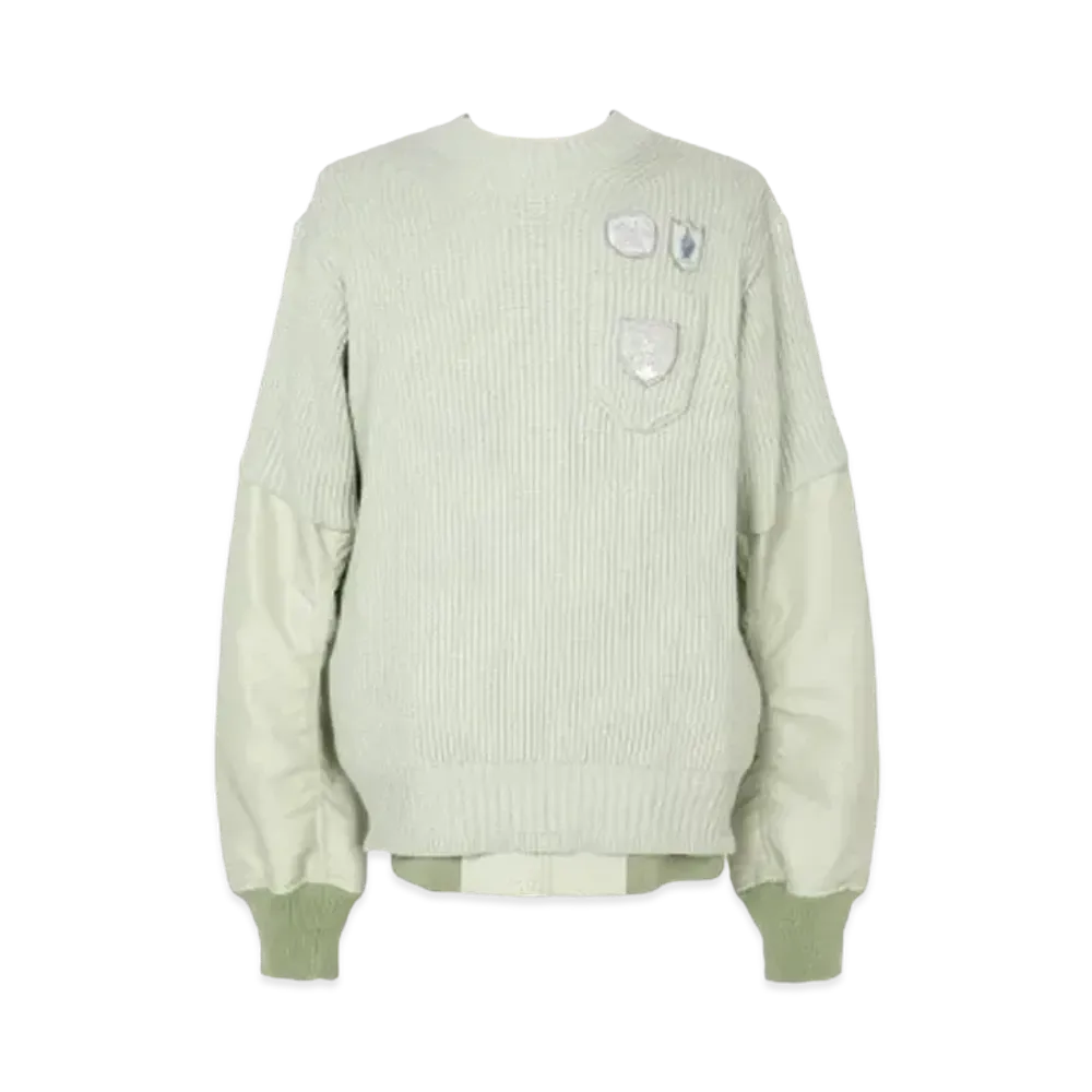 sacai x Gonz Multi Patch Nylon Twill x Knit Sweater "Light Green"