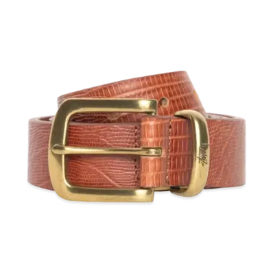 Stussy Lizard Texture Underlay Belt "Cognac"