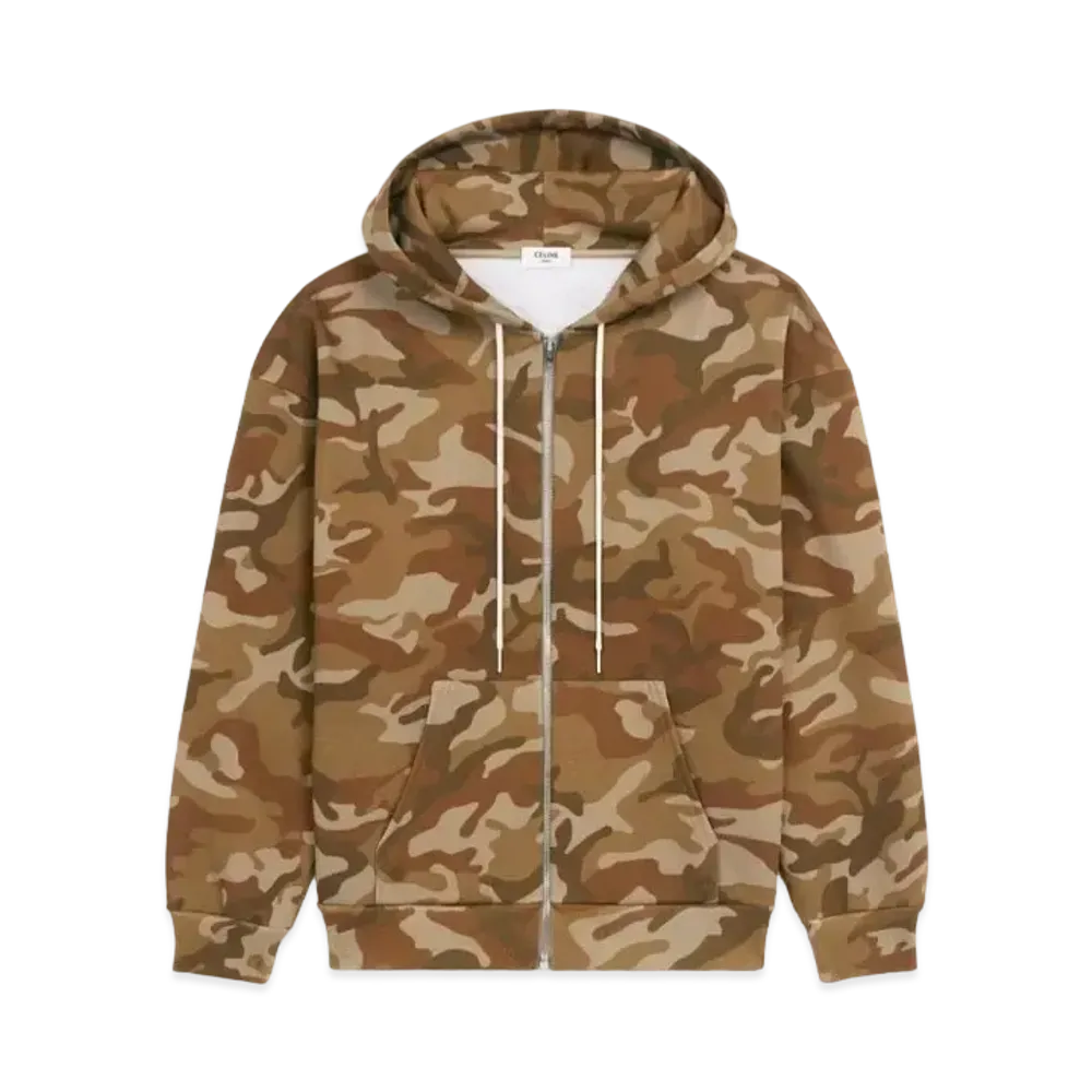 CELINE Celine Hoodie In Cotton Fleece "Wash Camo/White"