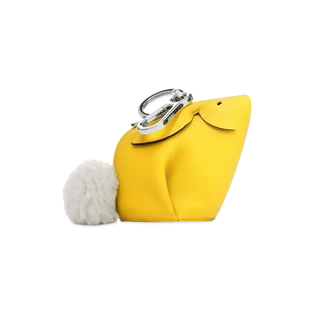 LOEWE Bunny Charm In Grained Calfskin And Shearling "Yellow"