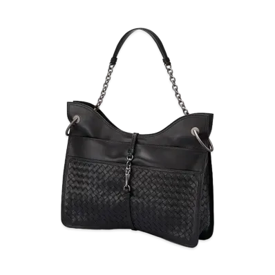 Bottega Veneta Beverly 71/16 Intrecciato leather Chain shoulder Bag "Black"