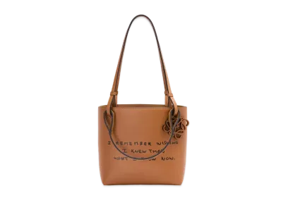 LOEWE Words Double Handle Square Tote In Classic Calfskin "Tan"
