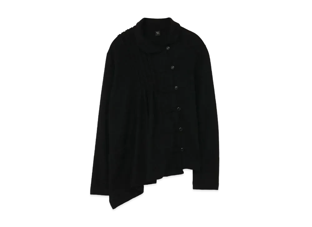 Yohji Yamamoto Y's PLAIN STITCH ASYMME PIN TUCK CARDIGAN "Black"
